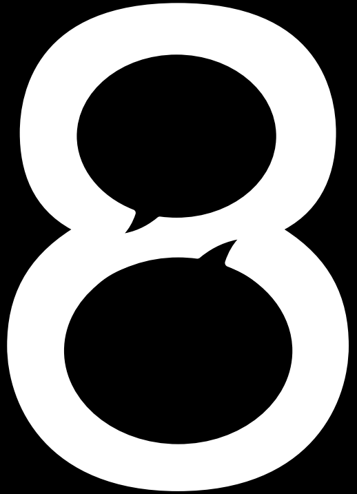 A number eight where the two inner circles resemble speech bubbles