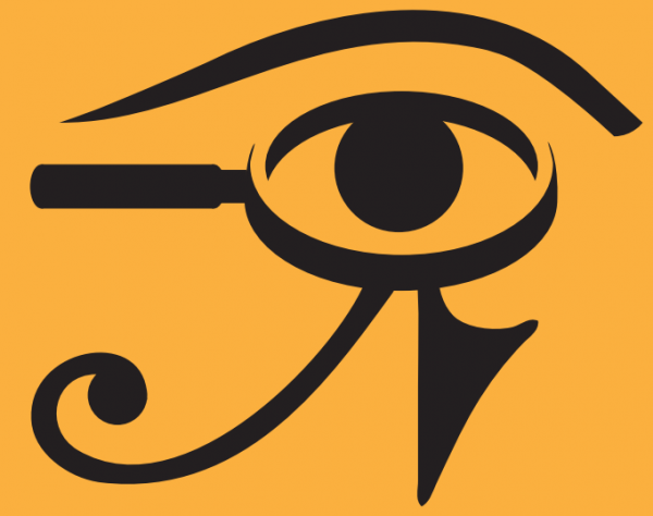 An Egyptian hieroglyphic which also resembles a magnifying glass